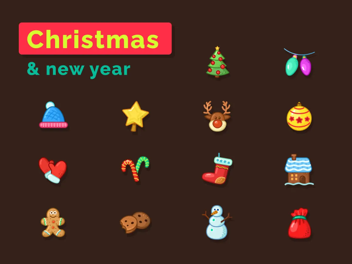 Christmas and New Year Icons  - Free Figma Template