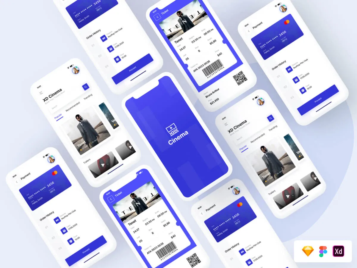 Cinema Ticket Booking App  - Free Figma Template