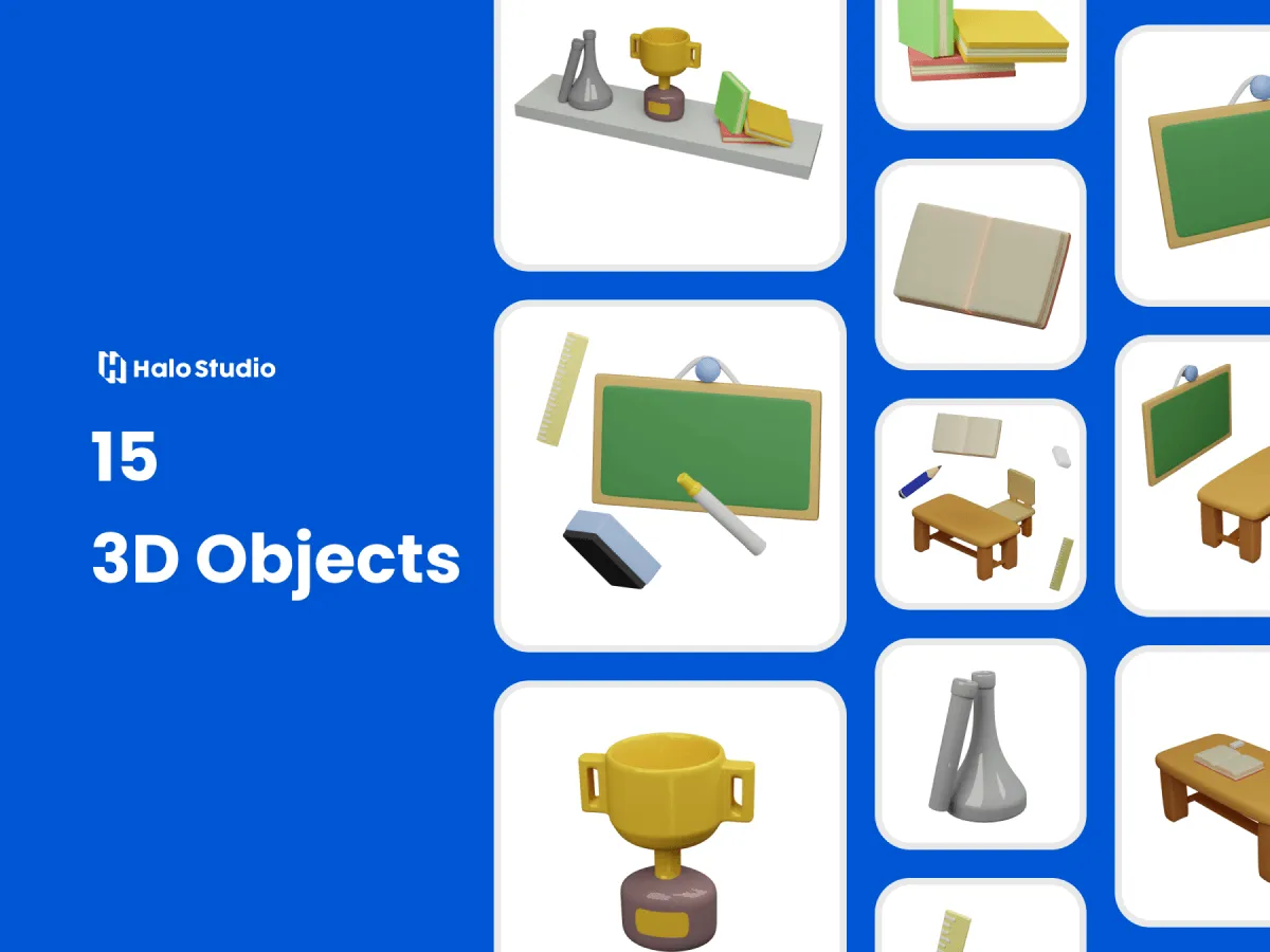 Classroom 3D Icons Set  - Free Figma Template