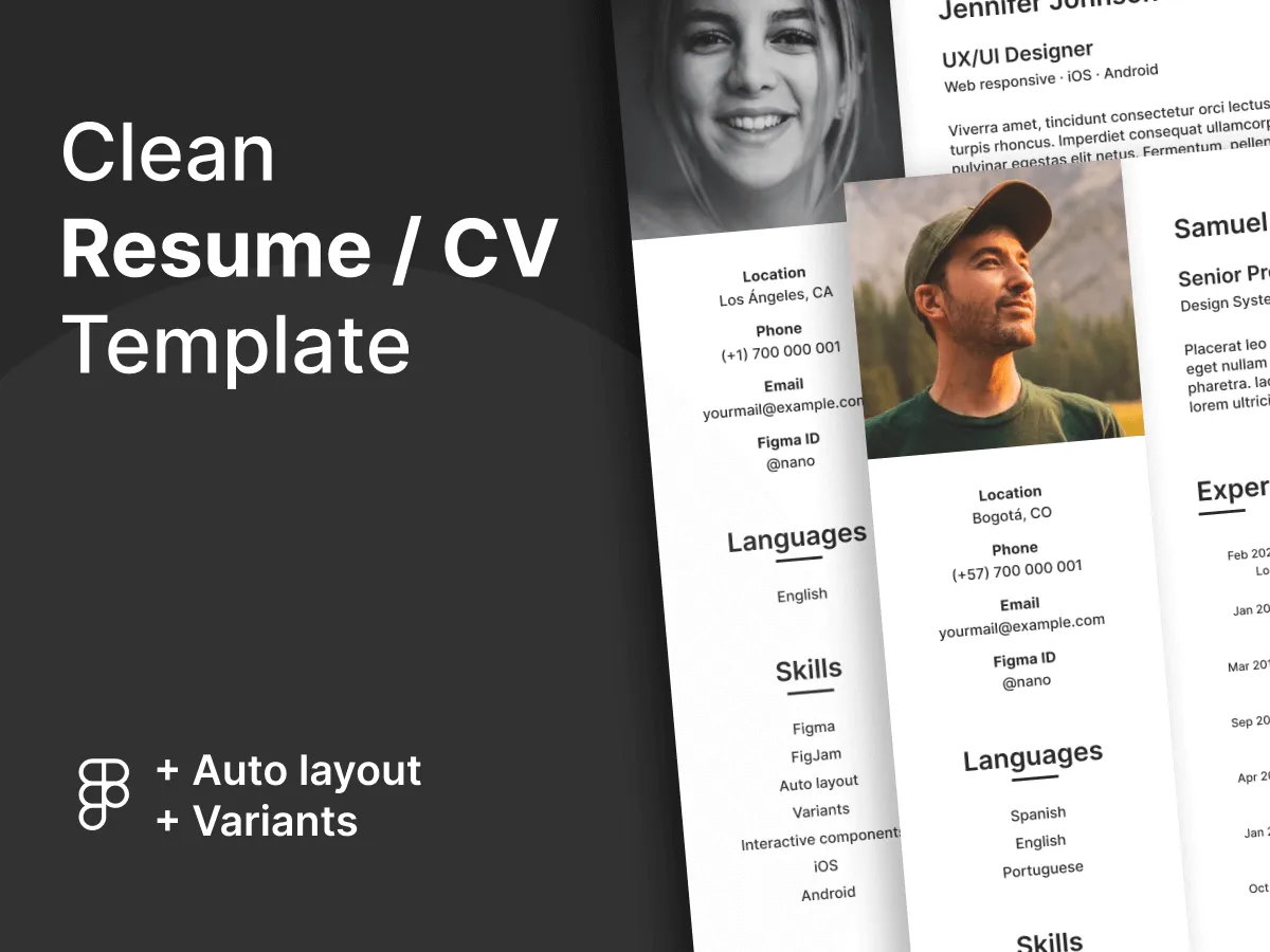 Clean Resume / CV Template  - Free Figma Template
