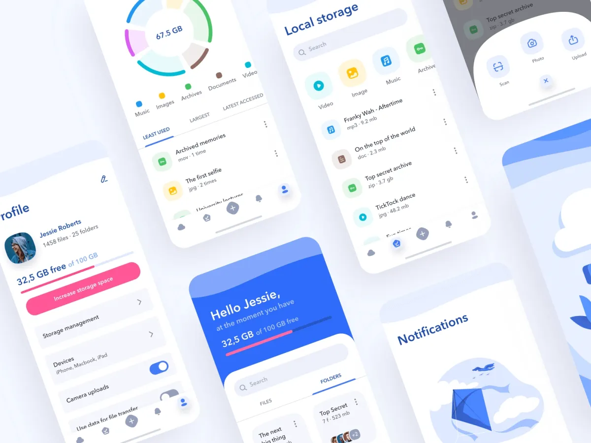 Cloud Storage App Concept  - Free Figma Template