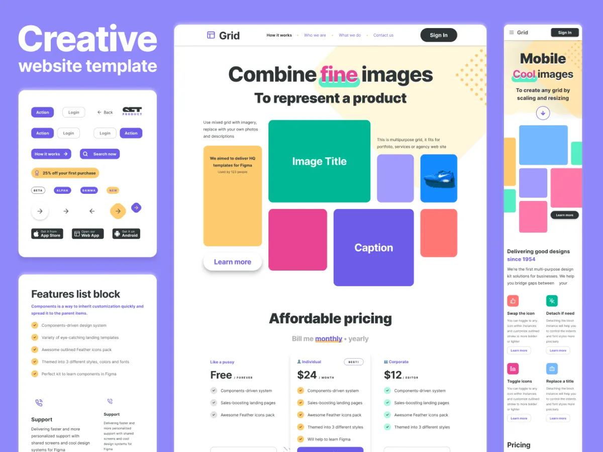 Colorful Website Template  - Free Figma Template