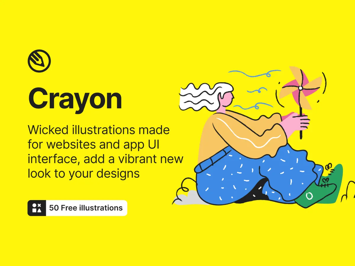 Crayon Illustrations  - Free Figma Template
