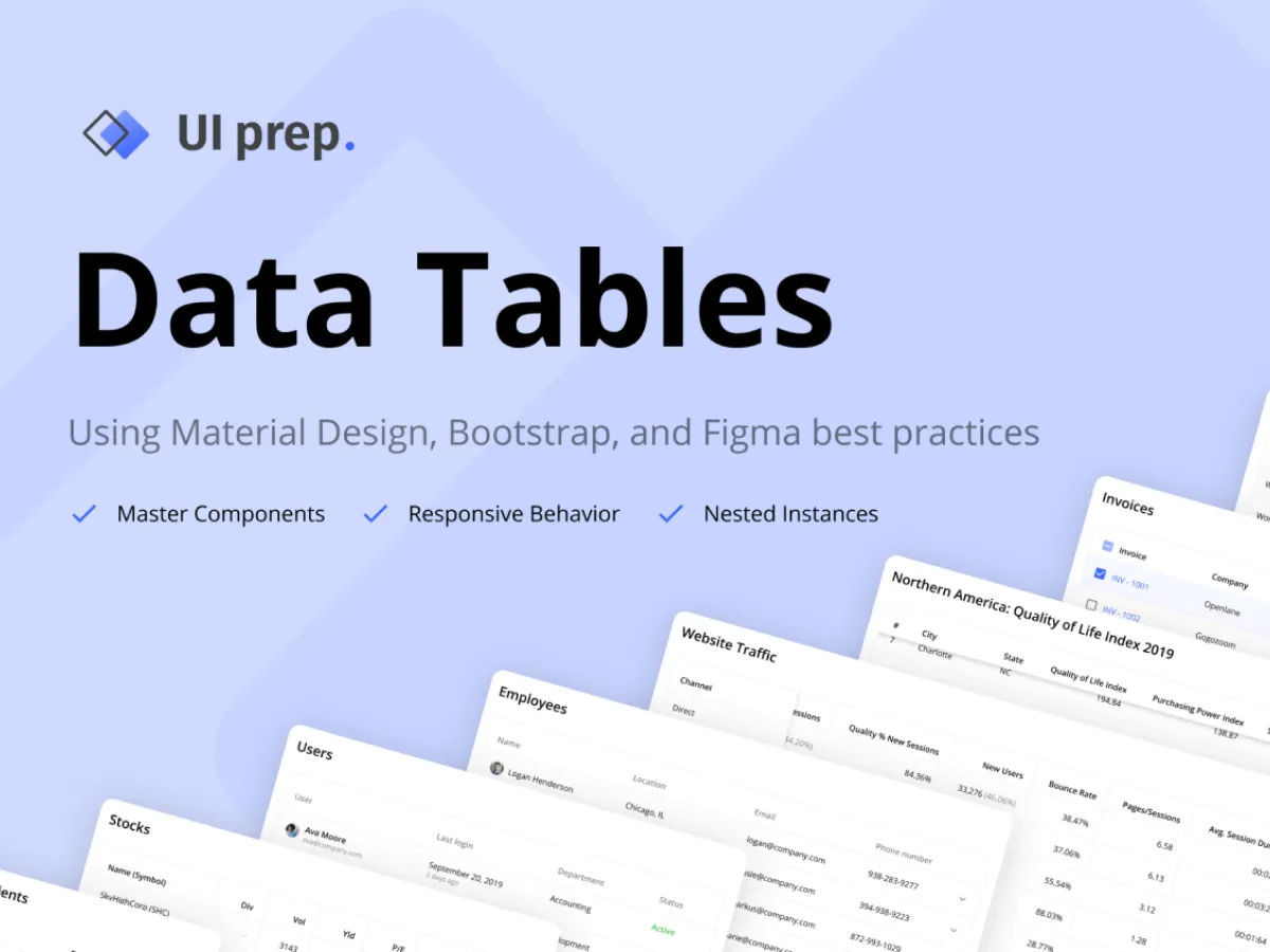 Data Tables Pack  - Free Figma Template