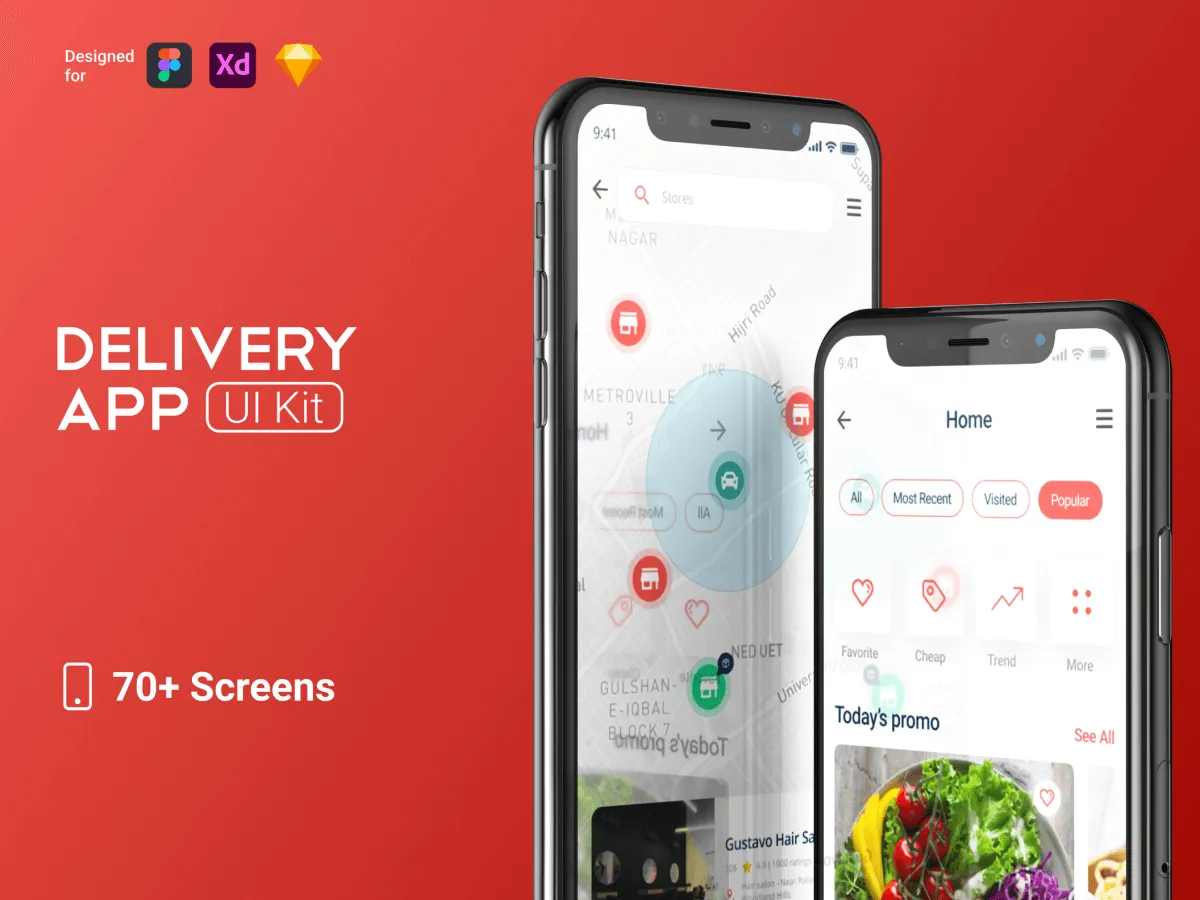 Delivery App UI Design  - Free Figma Template