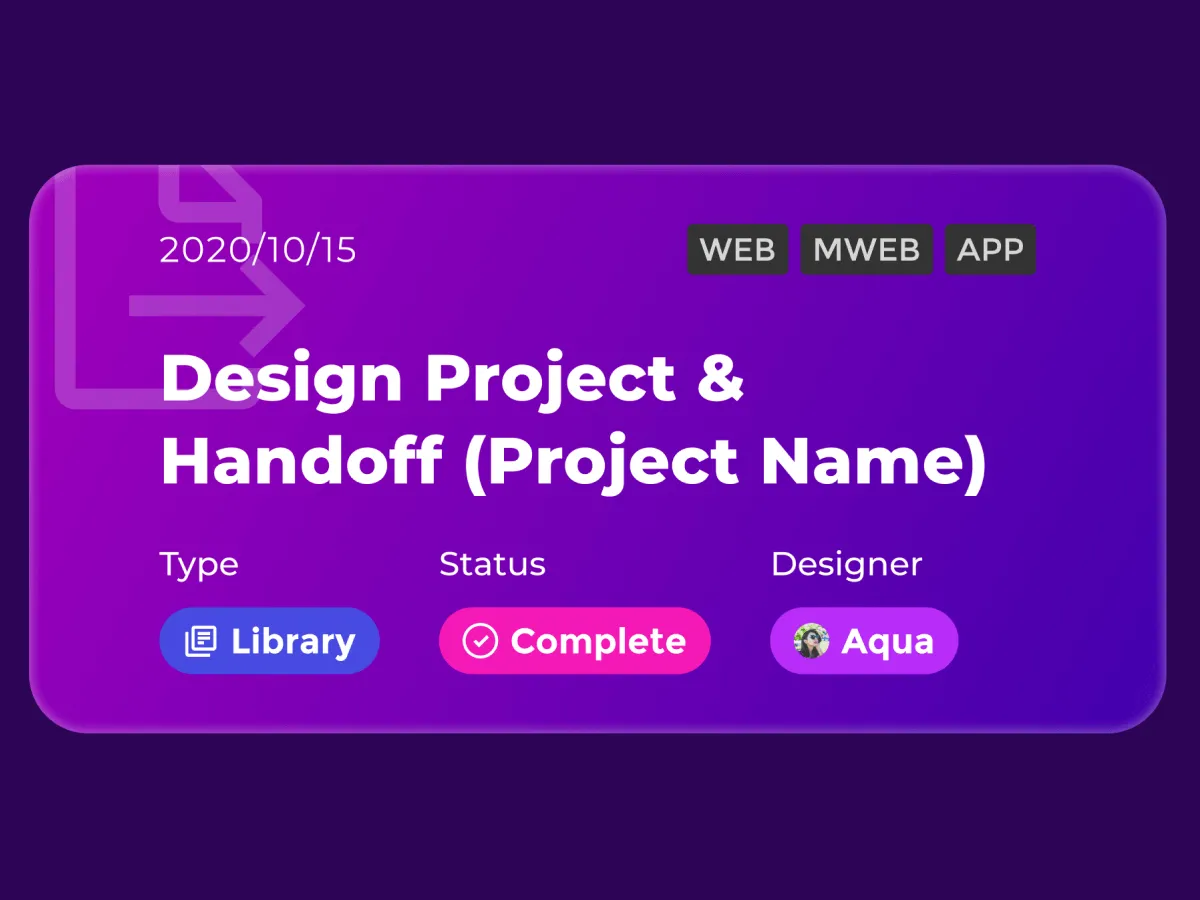 Design Project & Handoff Documentation  - Free Figma Template