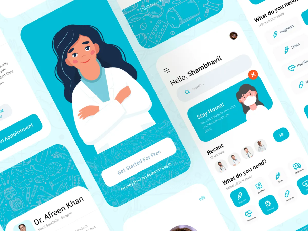Doctor Appointment App UI Kit  - Free Figma Template