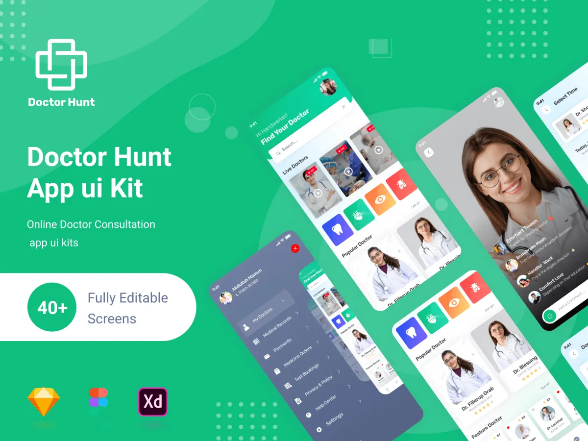 Doctor Consultant Mobile App  - Free Figma Template