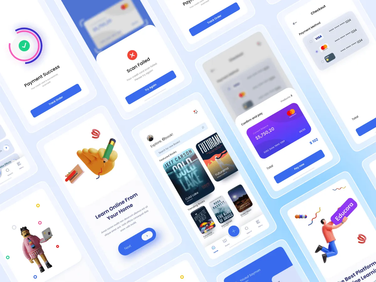 E-learning App UI Kit  - Free Figma Template
