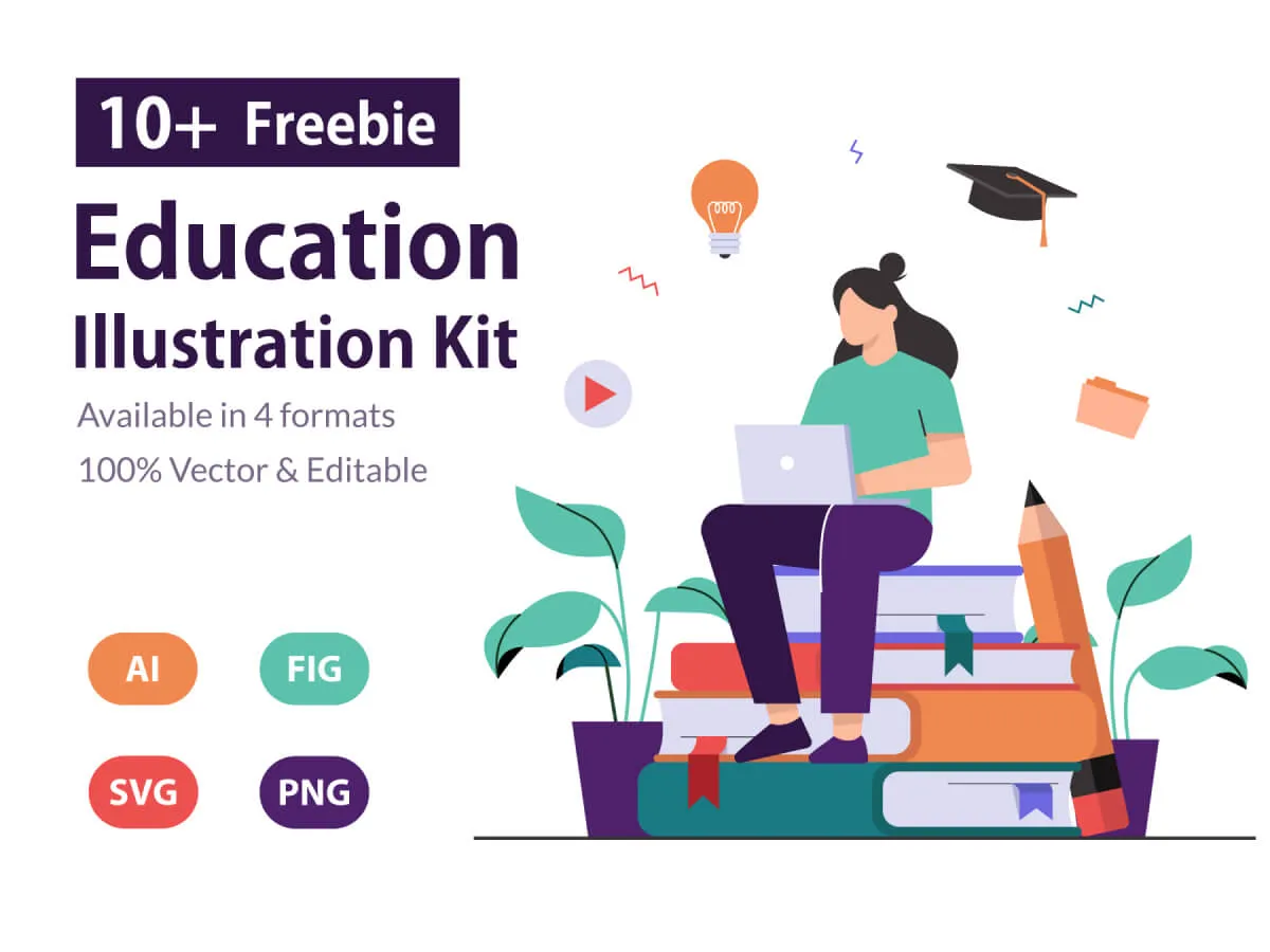 Education & Online Learning Illustration Kit  - Free Figma Template