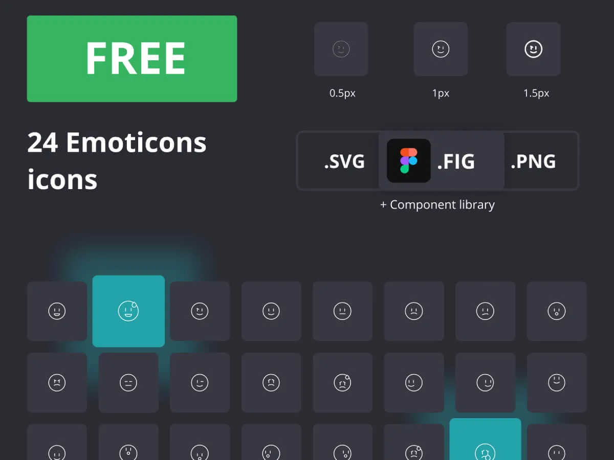 Emoticons Icon Set (+24)  - Free Figma Template