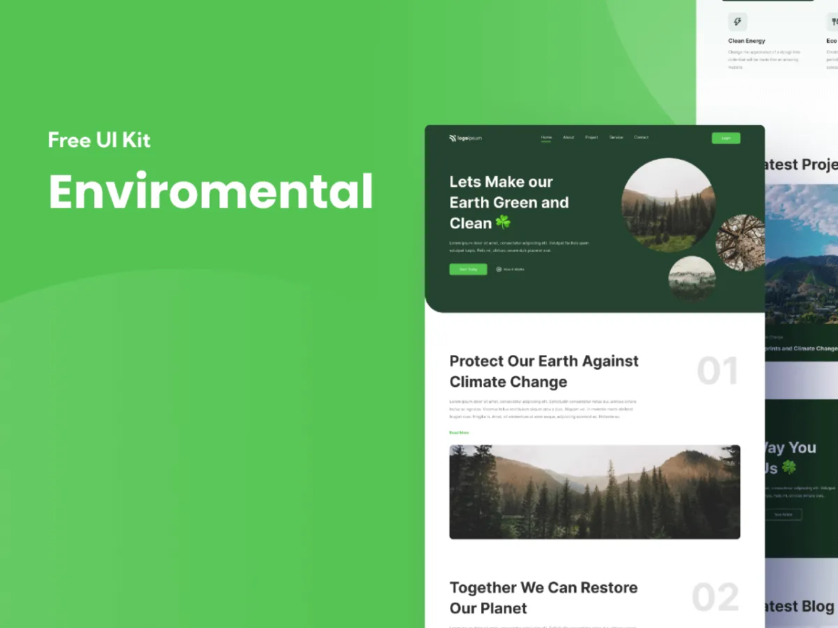 Environmental Website Landing Page  - Free Figma Template