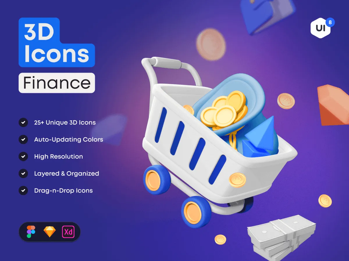 Finance 3D Icon Pack  - Free Figma Template
