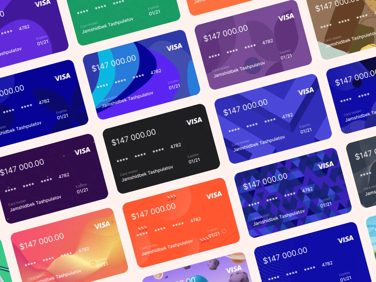 Fintech and E-wallet Cards Kit  - Free Figma Template