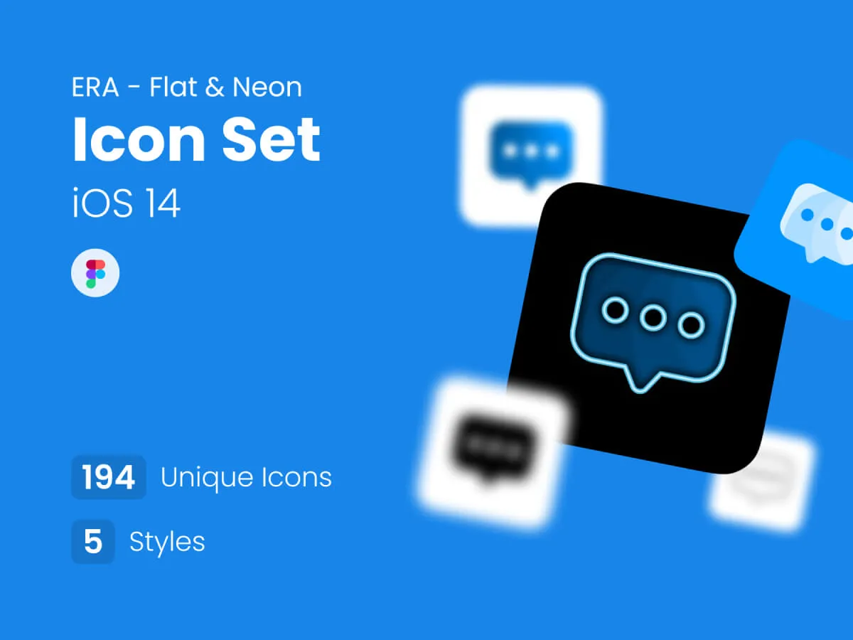 Flat & Neon App Icon Set  - Free Figma Template
