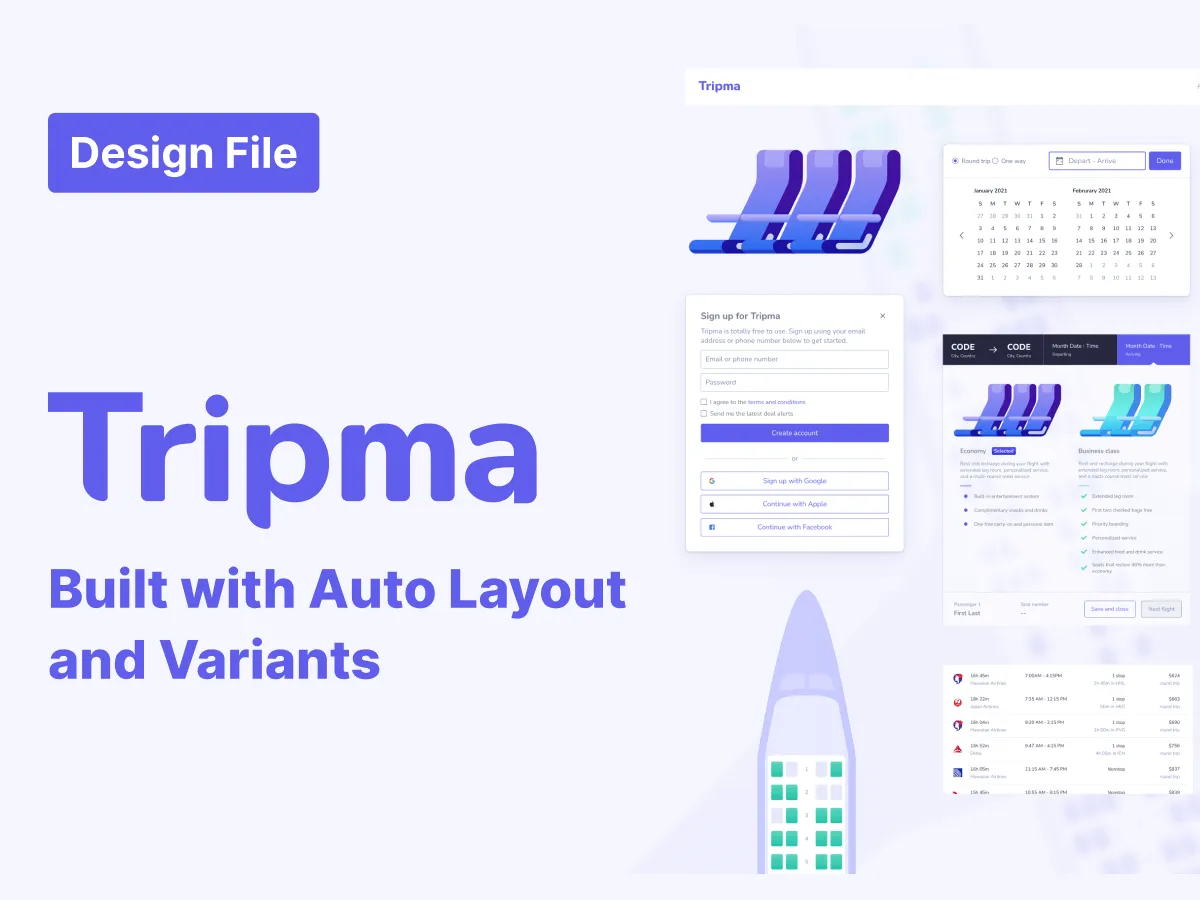 Flight Booking Web App  - Free Figma Template