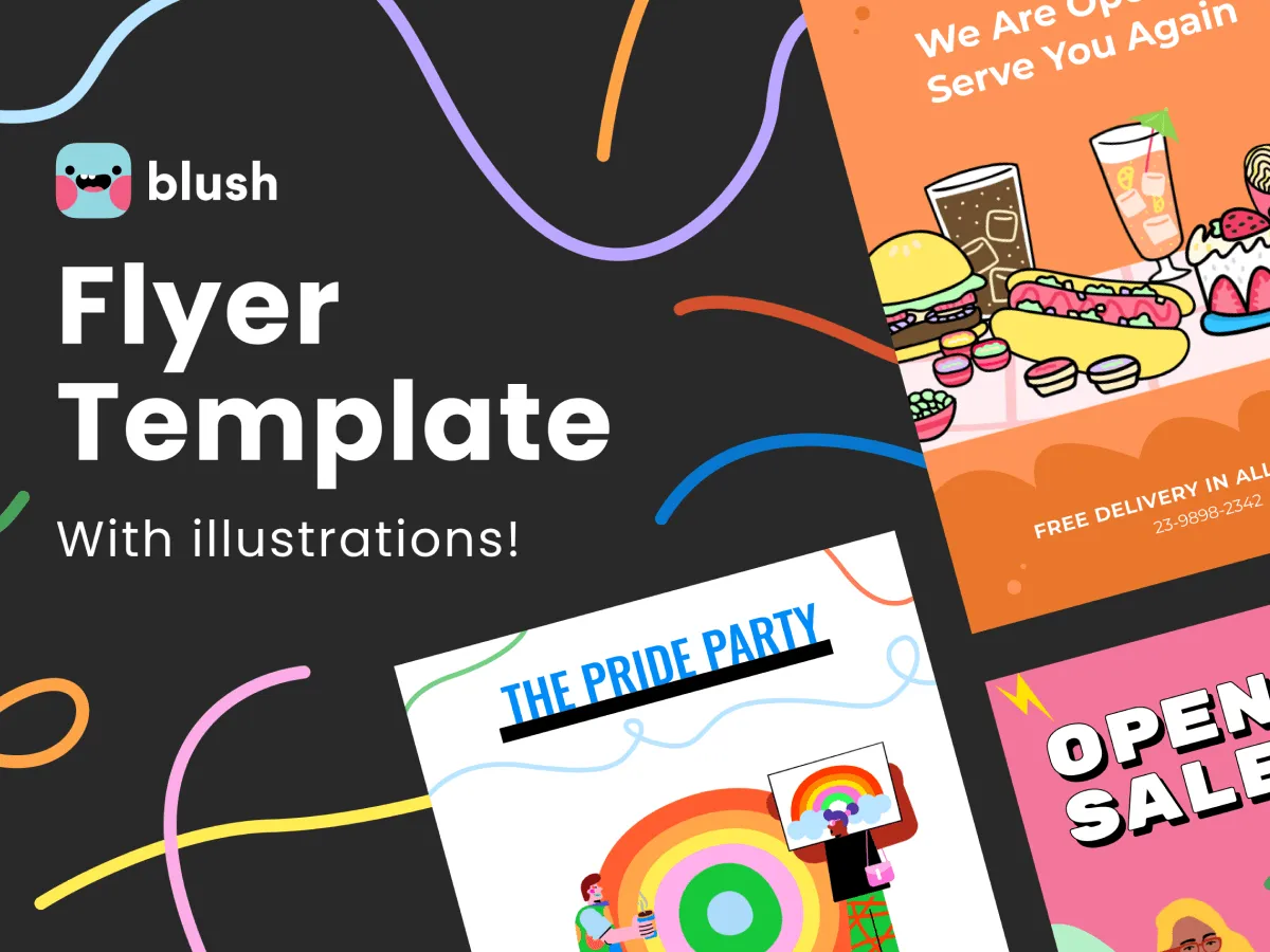 Flyer Template with Illustrations  - Free Figma Template
