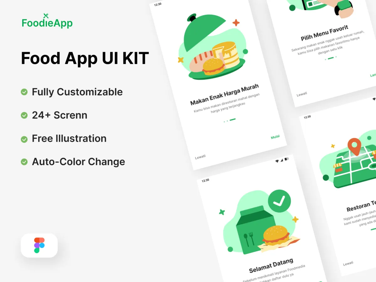 FoodieApp – Food UI Kit  - Free Figma Template