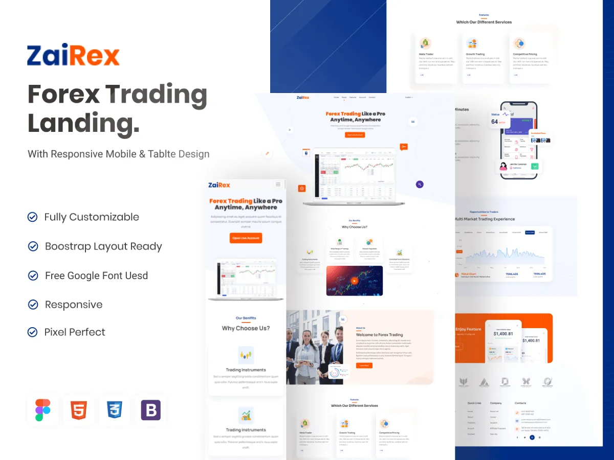 Forex Trading Landing UI Kit  - Free Figma Template