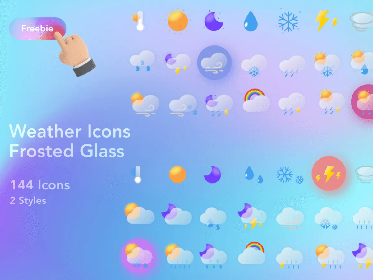 Frosted Glass Weather Icons  - Free Figma Template