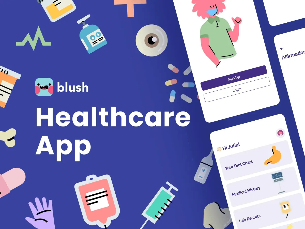 Healthcare App with Blush Illustrations  - Free Figma Template