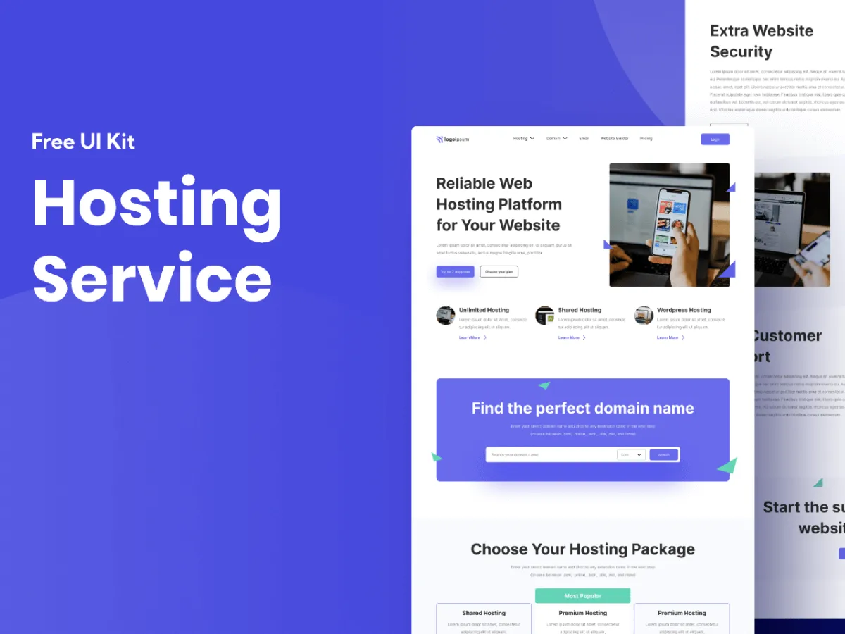 Hosting Service Landing Page  - Free Figma Template