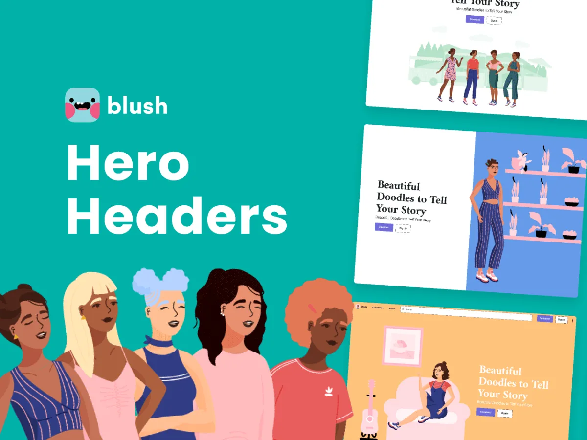 Illustrated Hero Headers  - Free Figma Template