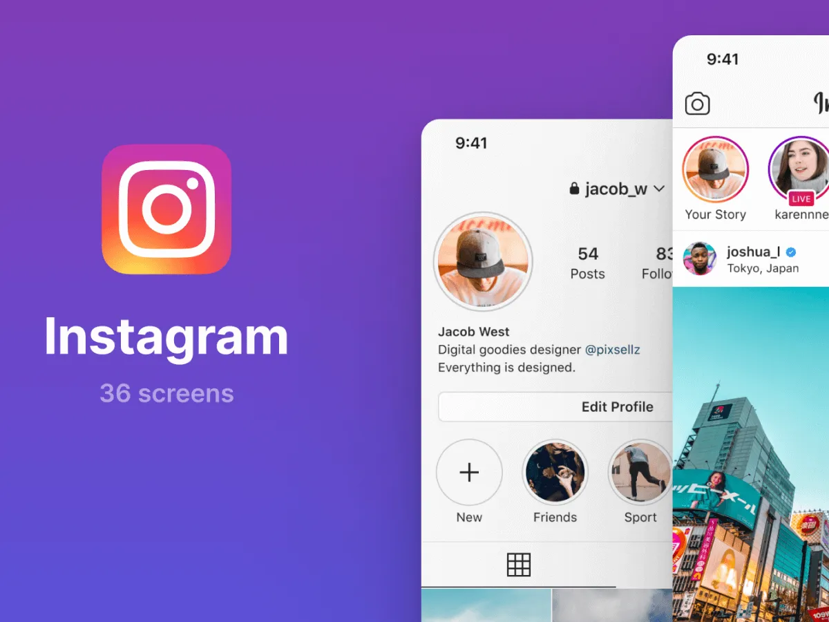 Instagram UI Screens  - Free Figma Template