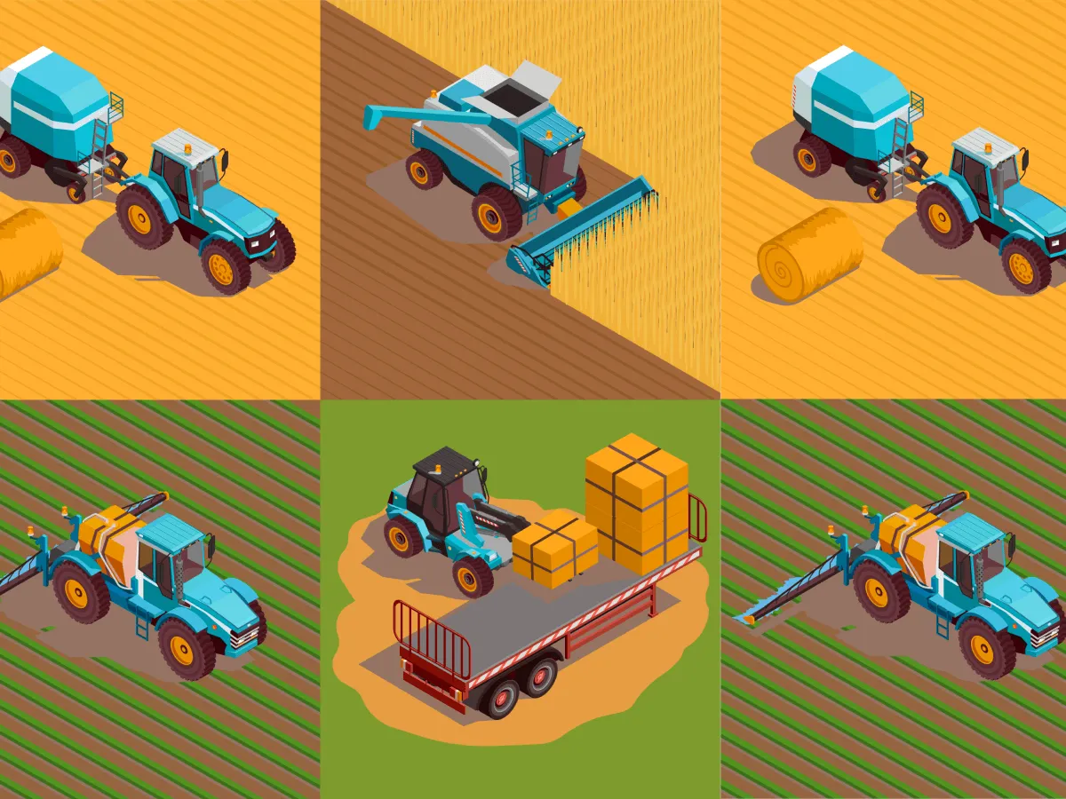 Isometric Agricultural Machines Illustrations  - Free Figma Template
