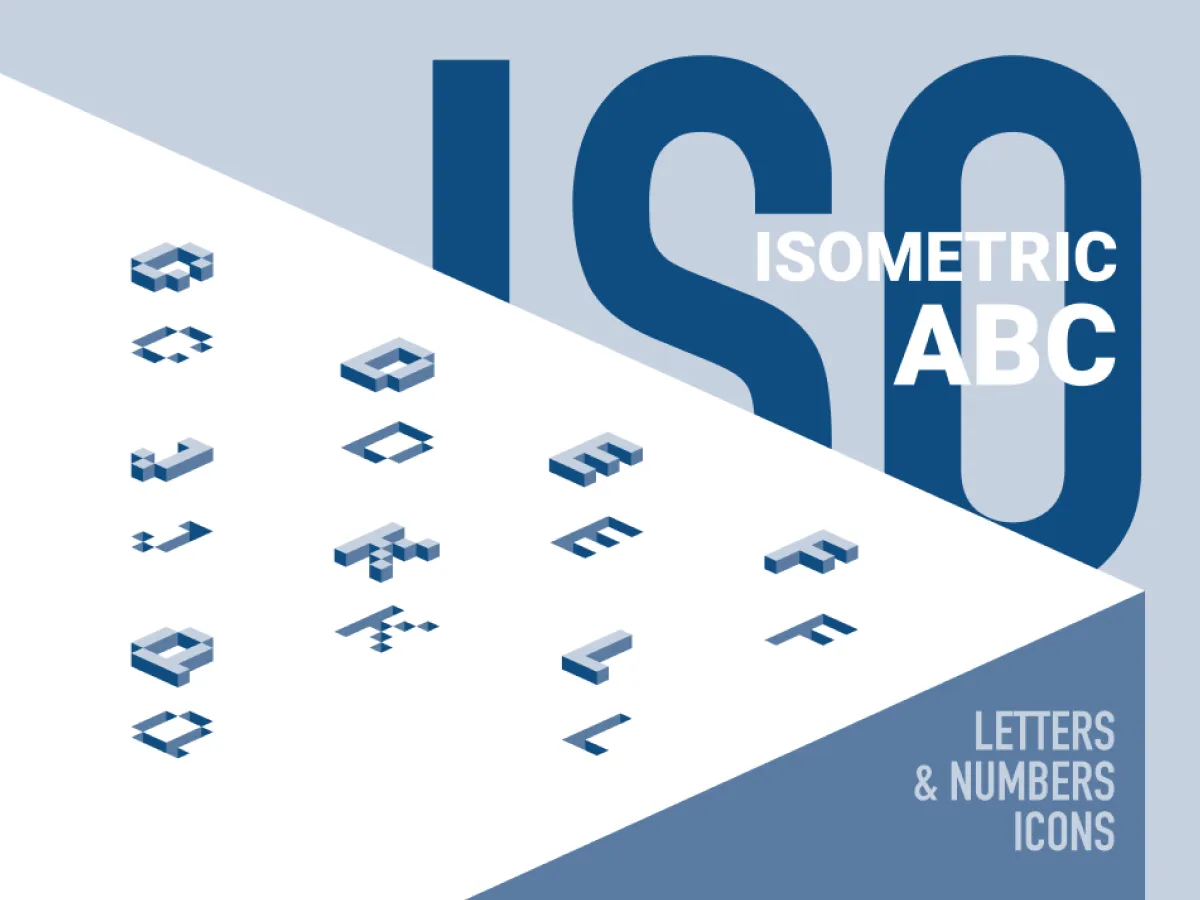 Isometric Letters & Numbers Icons  - Free Figma Template
