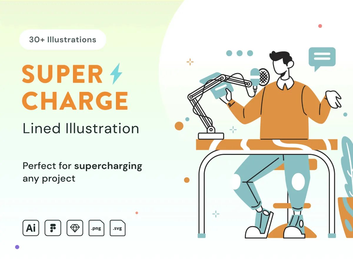 Lined Illustrations  - Free Figma Template