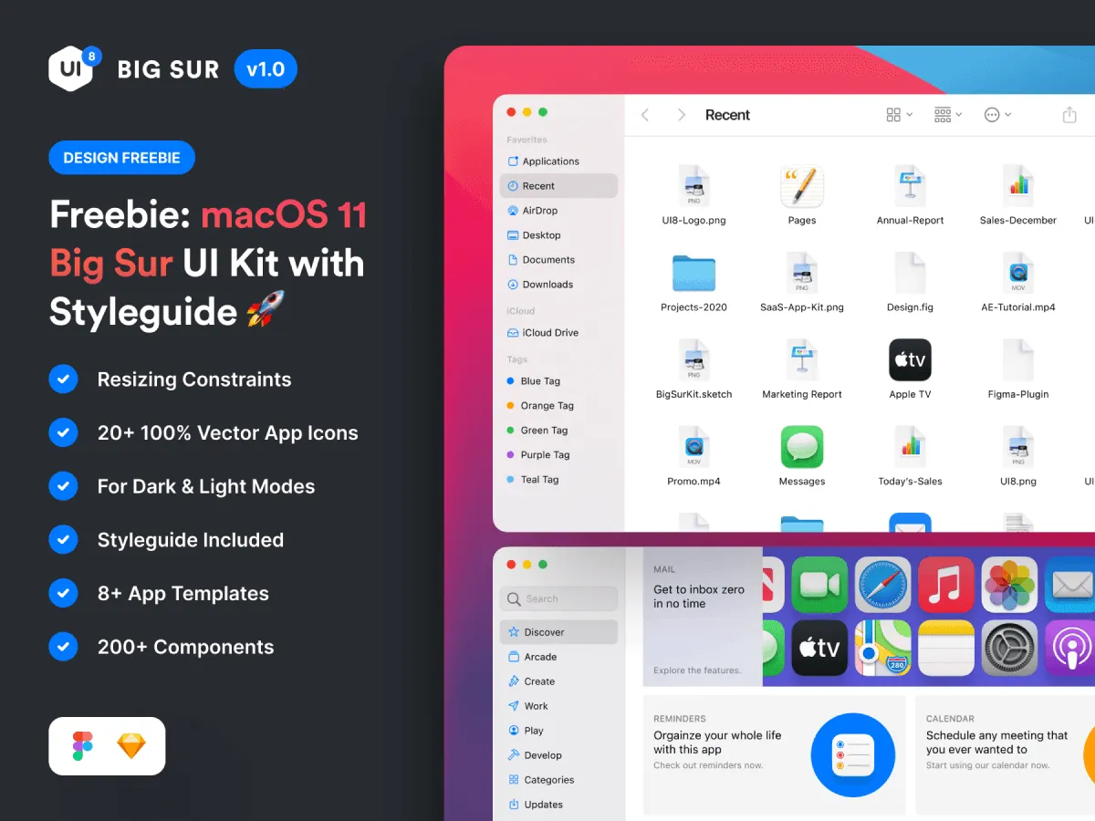 macOS Big Sur Web UI Kit  - Free Figma Template