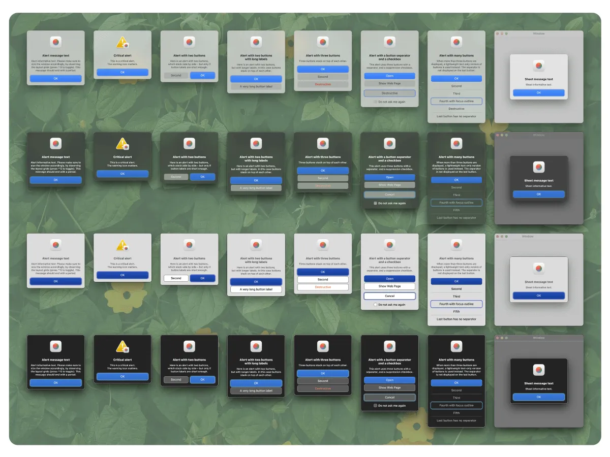macOS Big Sur Windows and Alerts  - Free Figma Template