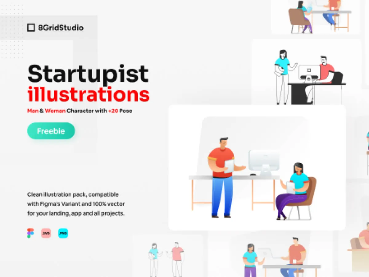 Man & Woman Illustrations  - Free Figma Template
