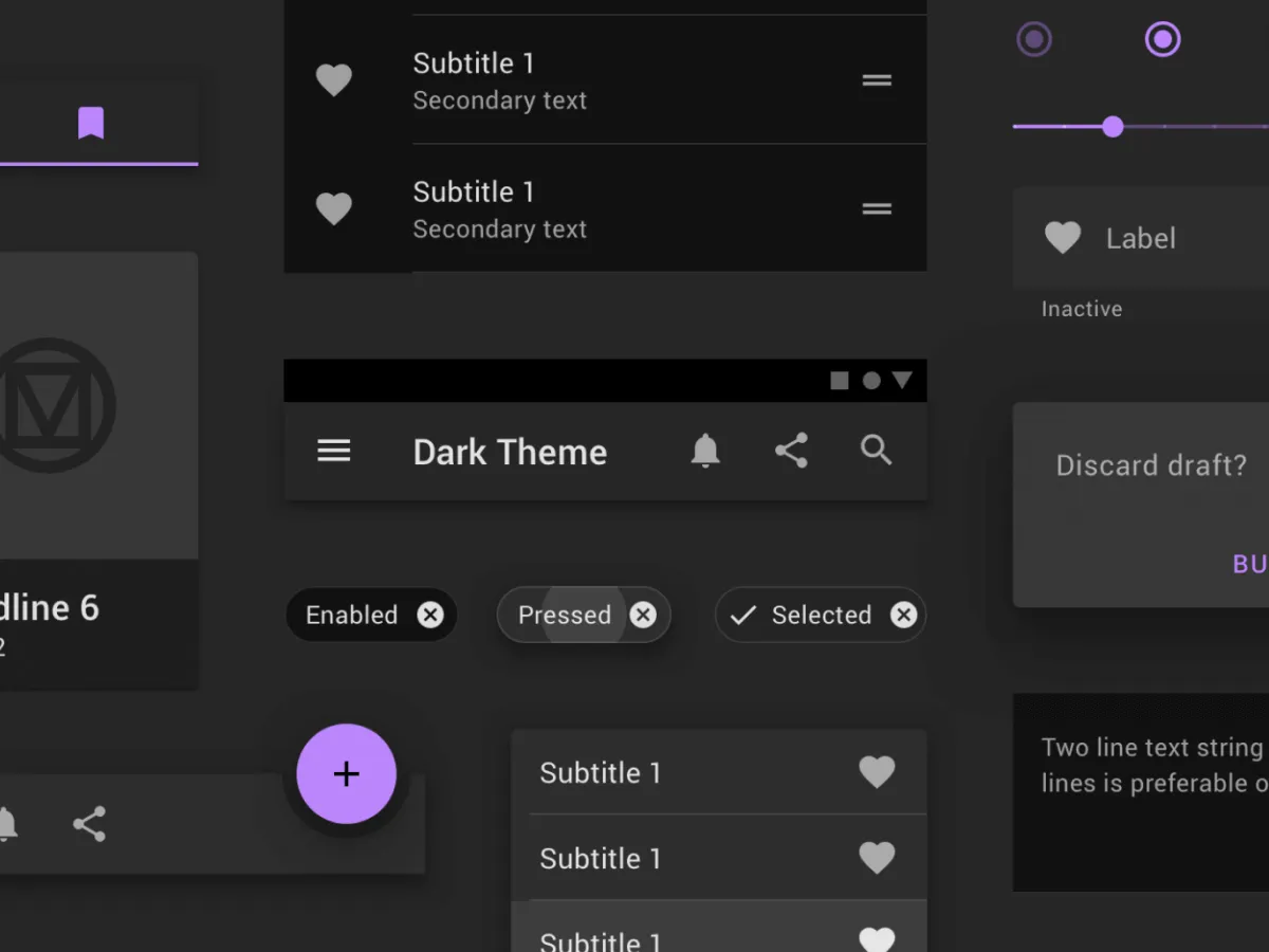 Material Dark UI Kit  - Free Figma Template