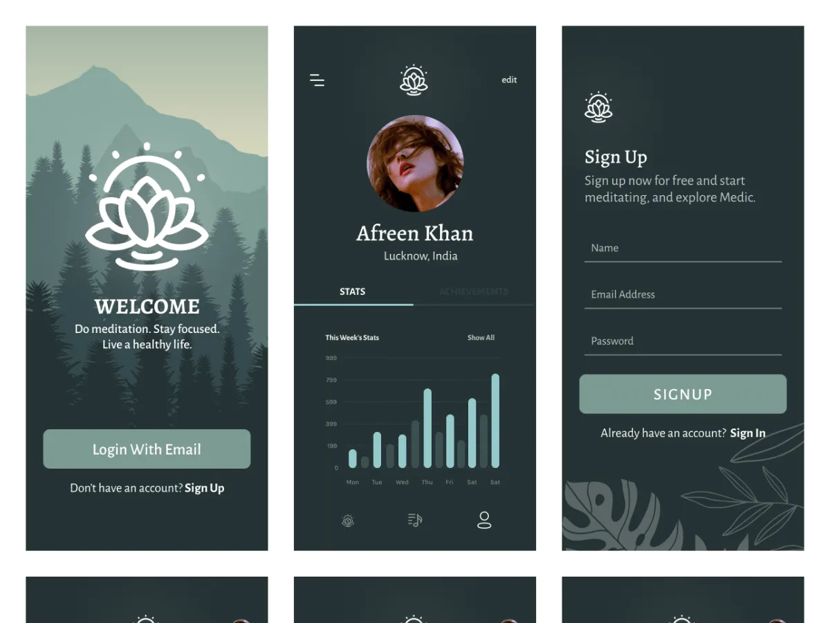 Medic Free Meditation App  - Free Figma Template