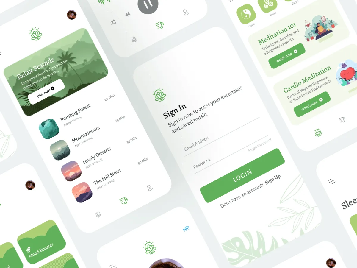 Medic Meditation App ï¿½ Light Version  - Free Figma Template