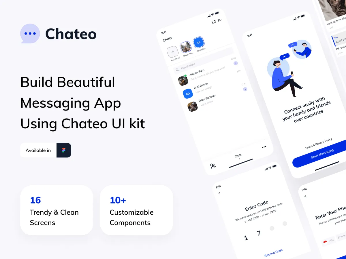 Messenger UI Kit Mobile App  - Free Figma Template