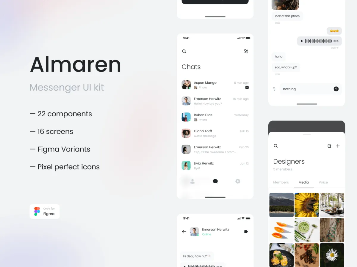 Messenger UI Kit  - Free Figma Template