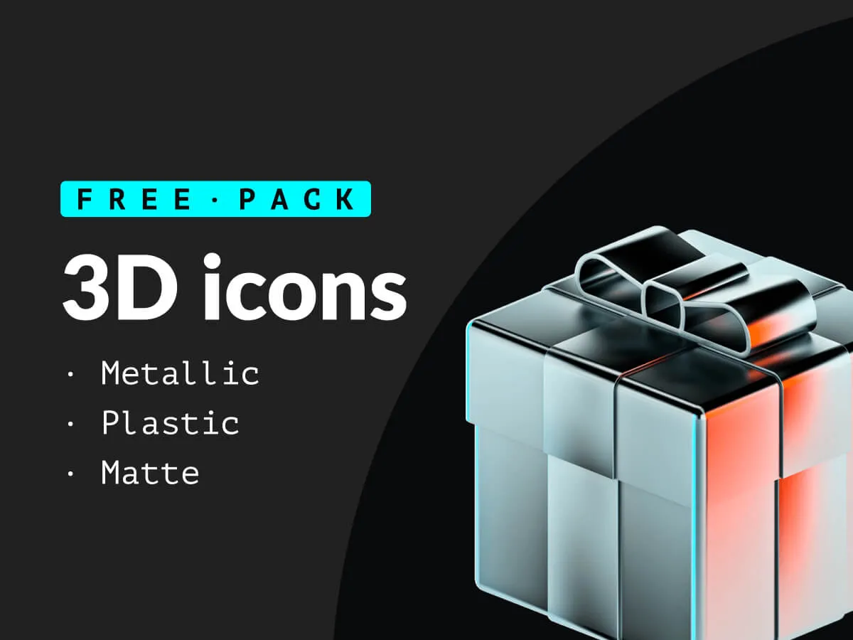 Metallic 3D Icons  - Free Figma Template