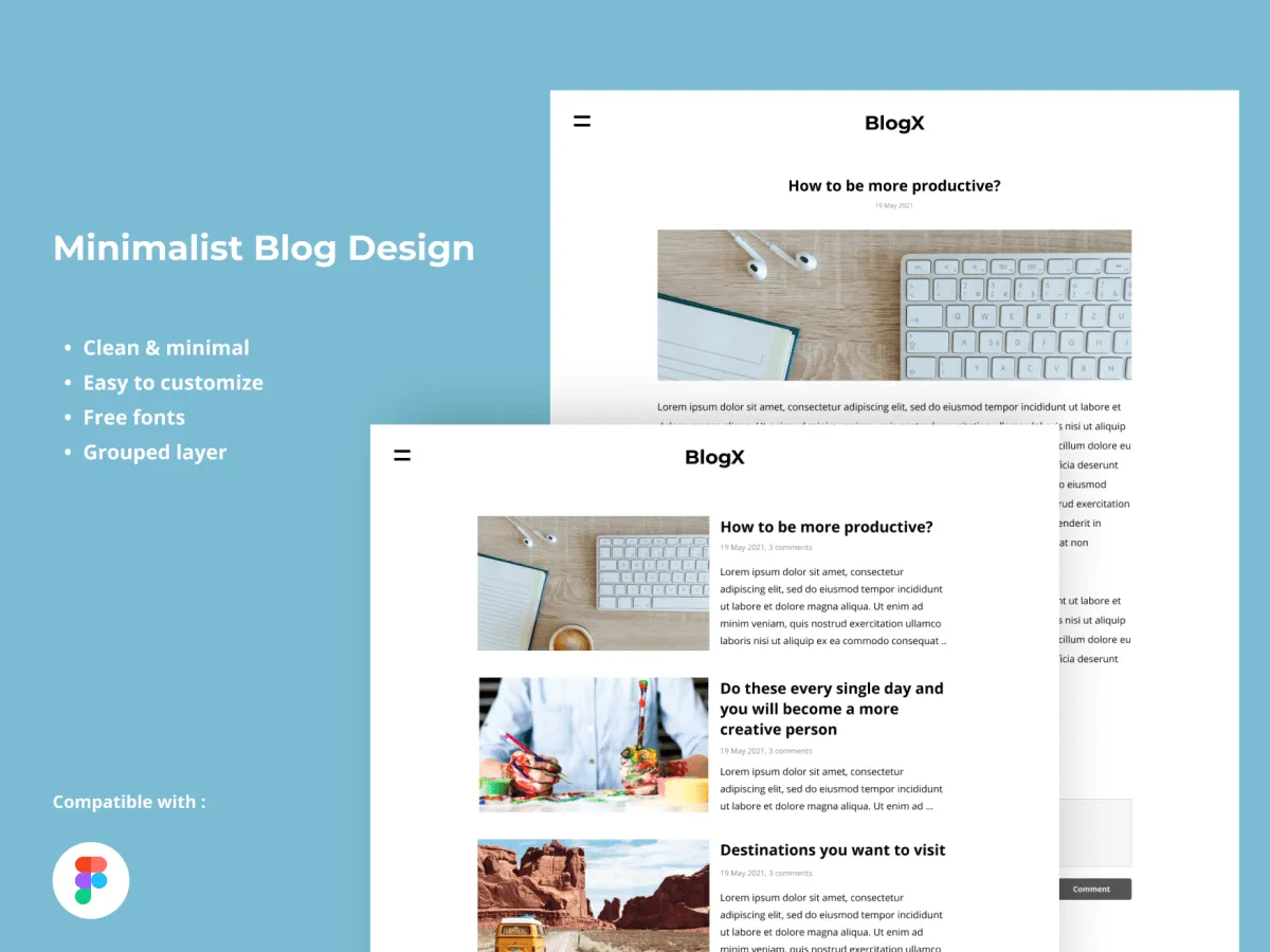 Minimalist Blog Design  - Free Figma Template