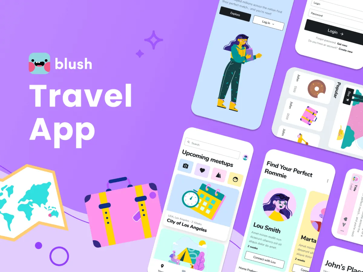 Mobile Travel App UI Kit  - Free Figma Template