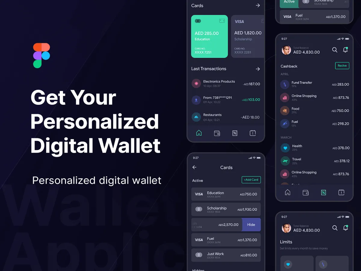 Money Management App UI Kit  - Free Figma Template