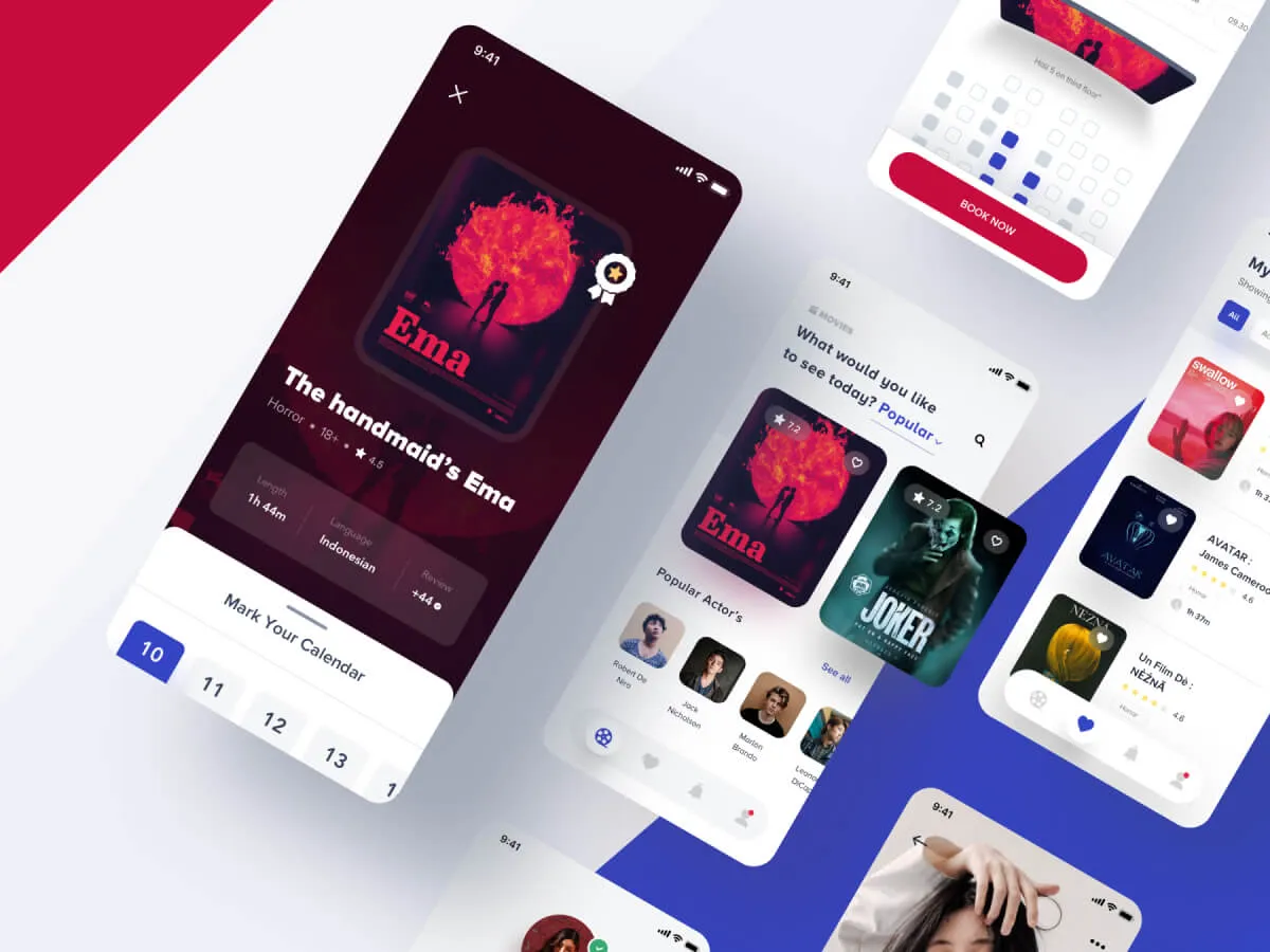 Movies Mobile App UI Kit  - Free Figma Template