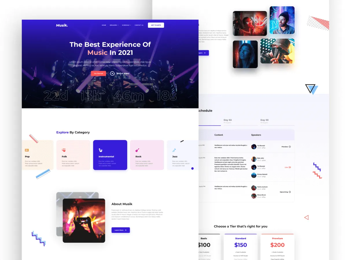Music Concert Landing Page UI Kit  - Free Figma Template
