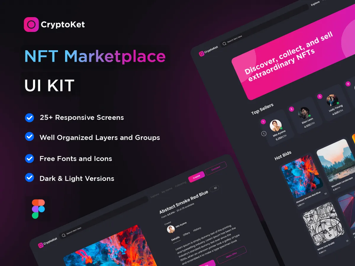 NFT Marketplace UI Kit  - Free Figma Template