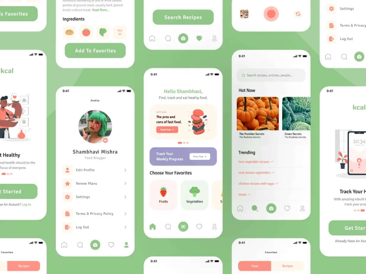 Nutrition App UI Kit  - Free Figma Template