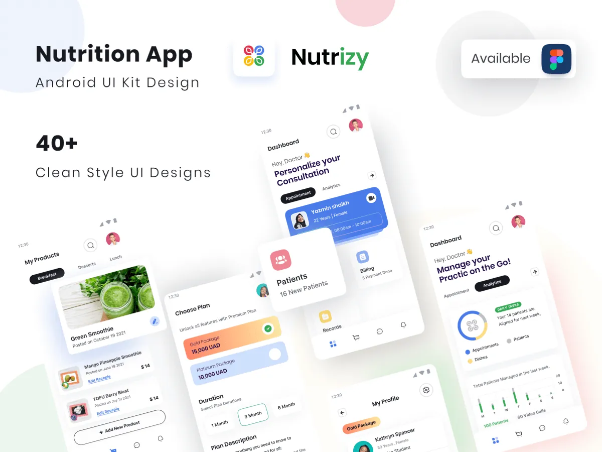 Nutrition App UI Kit  - Free Figma Template
