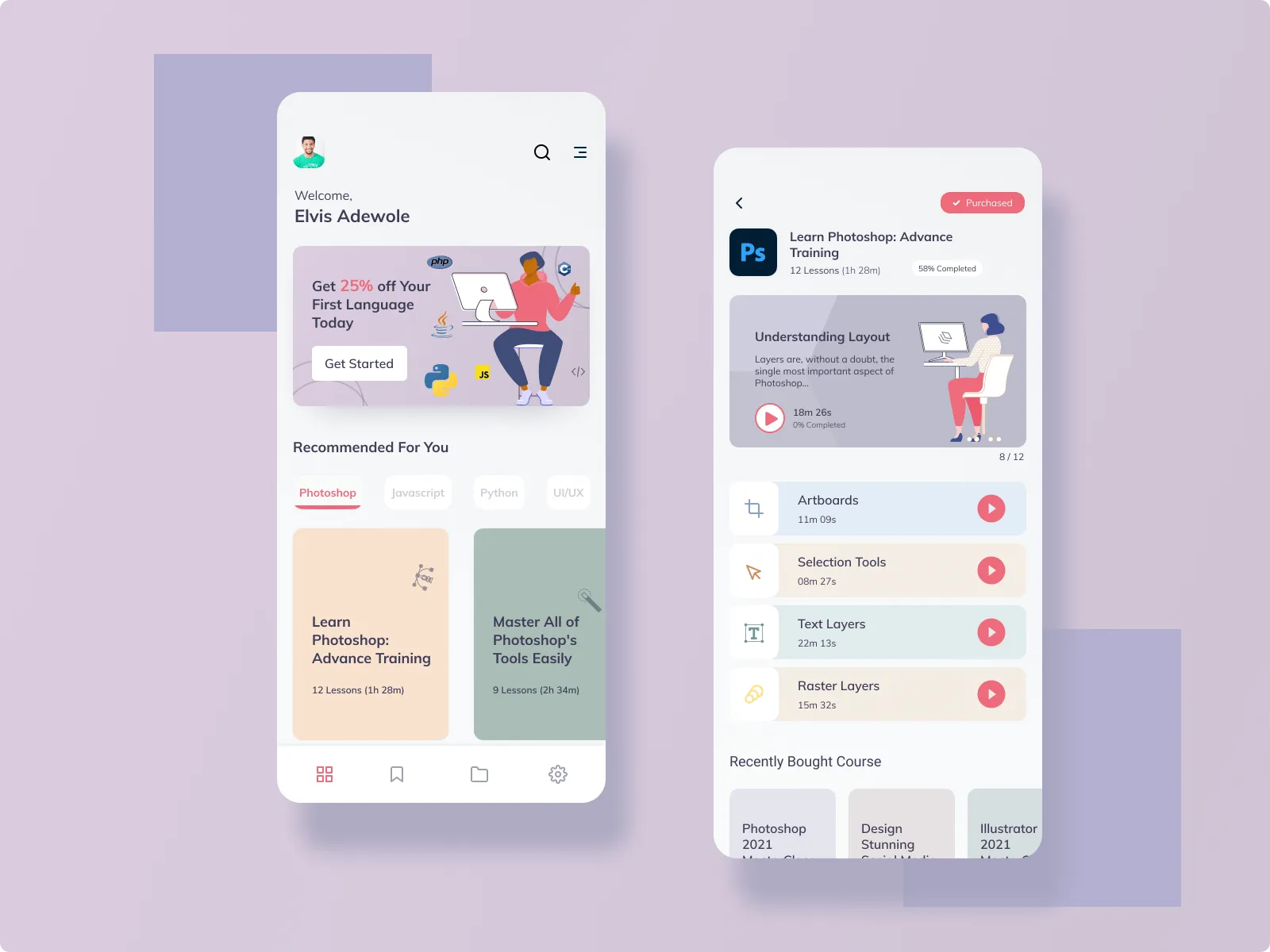 Online Educational Learning App  - Free Figma Template