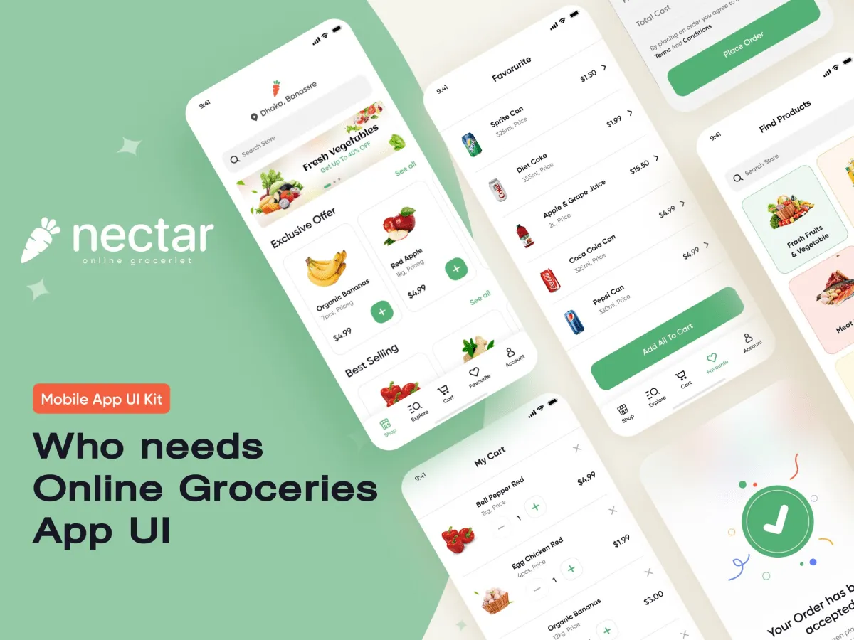 Online Groceries App UI  - Free Figma Template